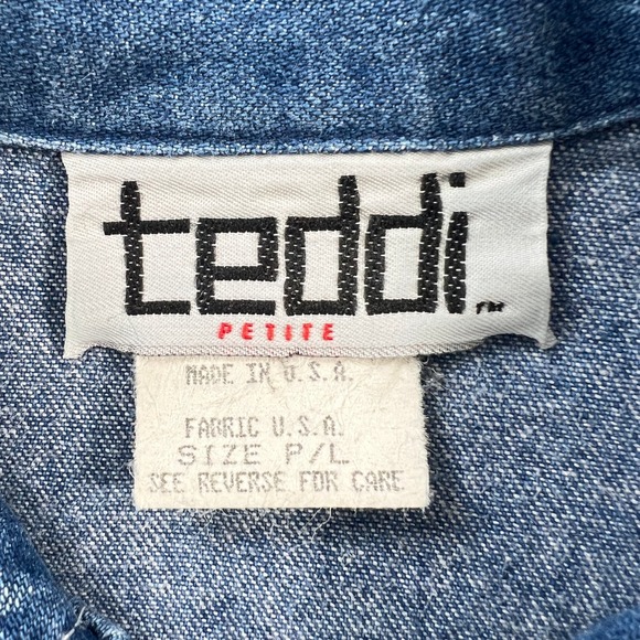 Vintage 90s Teddi Embroidered Denim Jacket PL Cottagecore Boho Blue USA Bomber - Picture 5 of 11